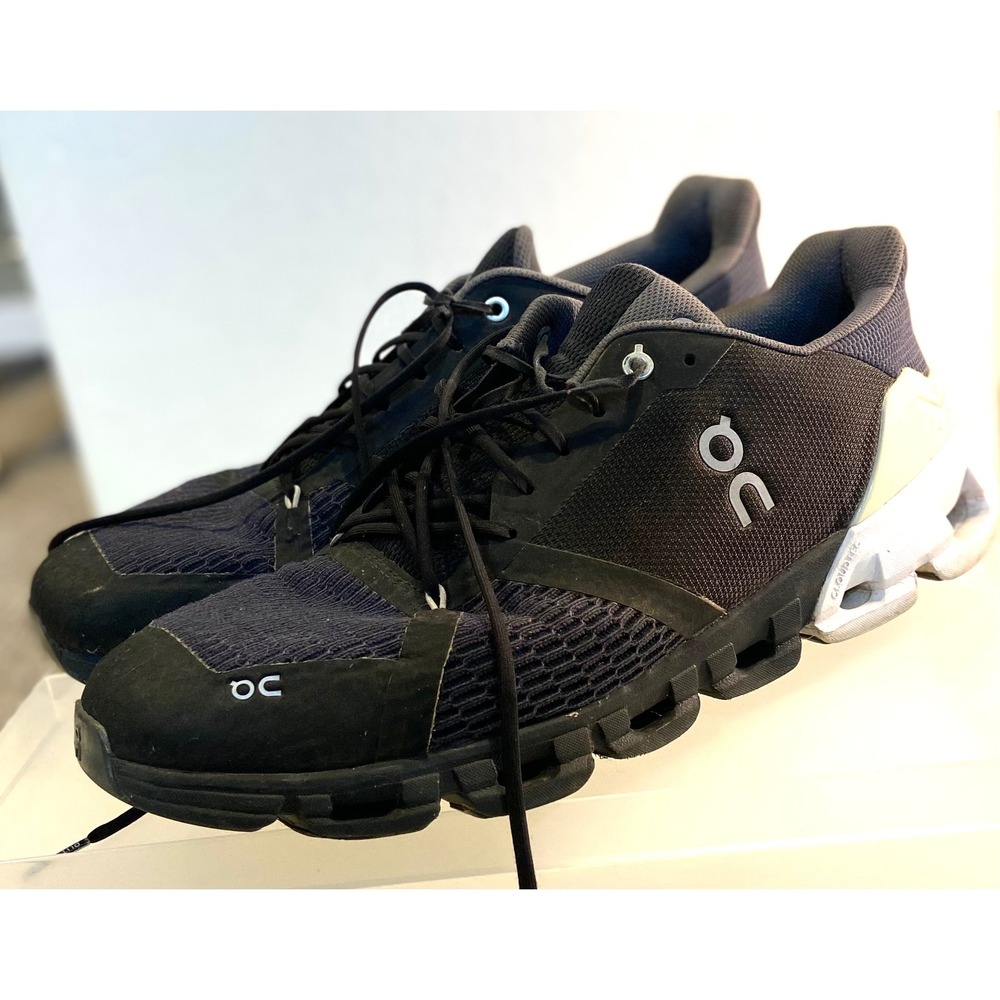 On Cloudflyer Mens‎ Running Shoes Black Blue Swiss Engineering Size 12 EUR 47